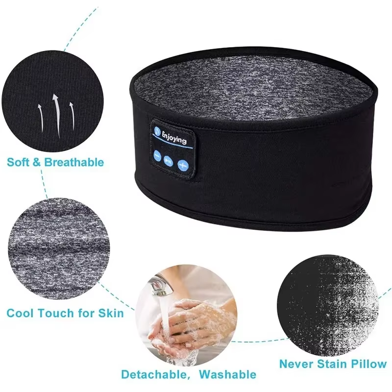 Diadema con Auriculares Bluetooth para Dormir de Lado Antifaz Inalámbrico para Música y Descanso - Imagen 7